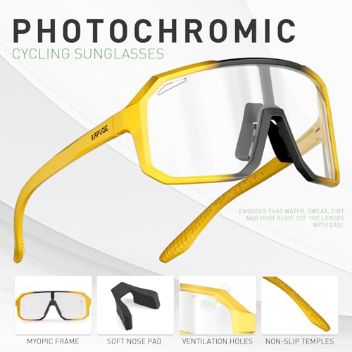 KAPVOE Photochromic Cycling Glasses Sports Sunglasses for Men Women Mountain Bike Sunglasses Clear MTB Bicycle Riding K62 — view 4