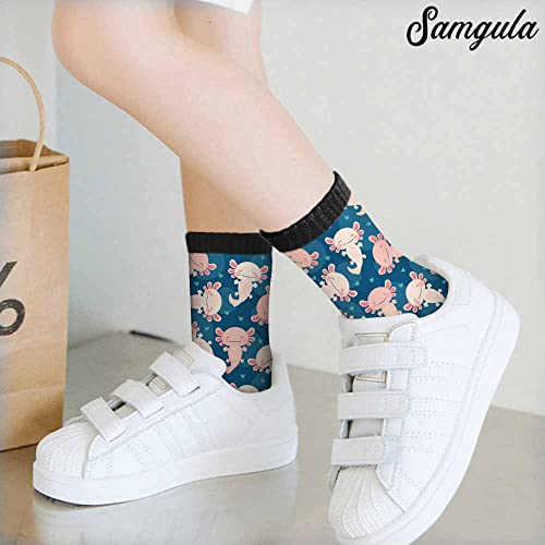 Image of Crew Socks for Woman Size 6-8 Tropical Wildlife Bright Teal Girls Socks