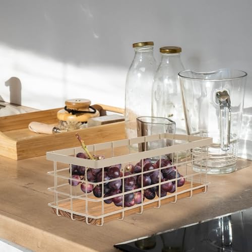 Cesta de almacenamiento de diseño elegante en hierro blanco robusto 5