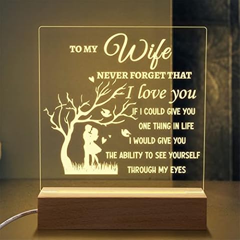 KAAYEE Gifts for Wife from Husband, Night Light Valentines Gifts for her/Wife, Anniversary Birthday Gifts for Her/Wife, Wedding Anniversary Presents for Her, Christmas Mothers Day Gifts for Wife (A) Cover