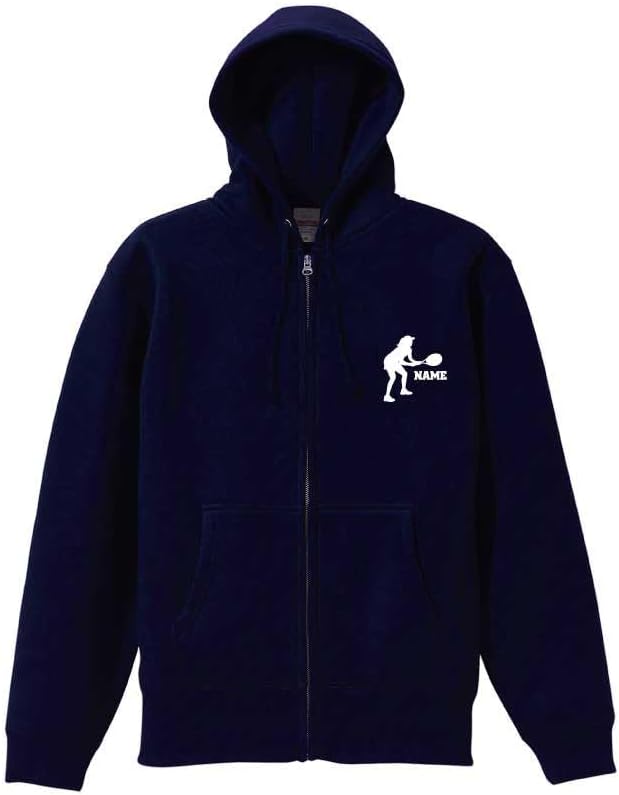 裏起毛ジップアップパーカー 女子テニスプレーヤー シルエット＆名入れ スウェット 部屋着 普段着 おしゃれ