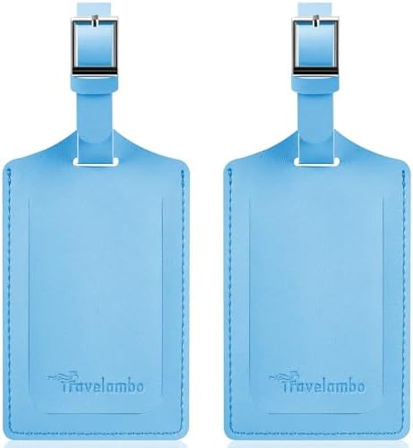 Travelambo Luggage Tags for Suitcases Faux Leather Privacy Protec...