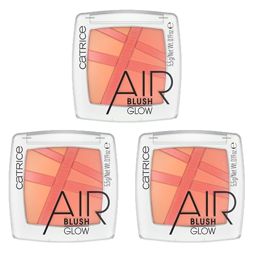 Catrice AirBlush Glow, Rouge, Nr. 040, Orange, langanhaltend, sofortiges Ergebnis, schimmernd, vegan, ohne Parfüm, ohne Alkohol, ohne Parabene, 3er Pack (3x5.5g)