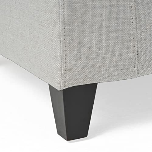 Christopher Knight Home Hikaru Fabric Storage Ottoman, Light Grey 19.75”D X 50.00”W X 17.48”H #TOP6