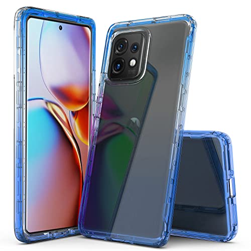 Coque Moto Edge Plus 2023 transparente anti-rayures à dégradé bleu