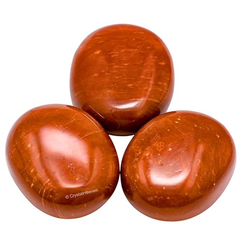 Image of Certified Red Jasper Crystal Palm Pebbles Stones for Anxiety Stress Relief Massage - AAA Grade Original Healing Gemstone Agate Palm Stone for Yoga Meditation Spiritual Reiki Feng Shui