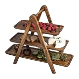 Bandeja de servicio de tres niveles, rectangular extraíble, portacupcake desmontable – Para fiestas, frutas, dulces, mesa, tartas, aperitivos, bodas, bares, cenas