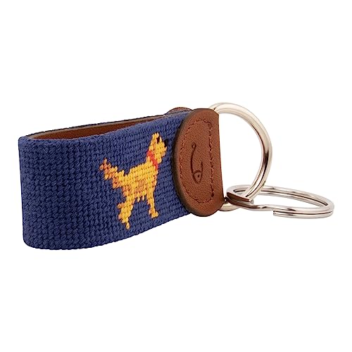 Image of Leather Hand-Stitched Needlepoint Key Fob or Key Chain