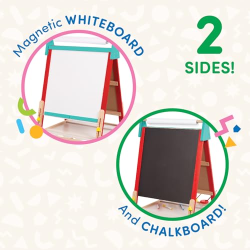 Image of Battat Kids Art Easel, All-in-One Creation Station, Wooden Double-Sided