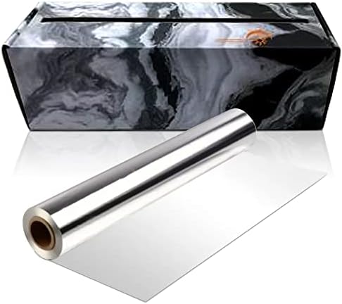 Non-Stick Aluminum Foil with Sliding Cutter Box, Aluminum Foil Wrap Dispenser & Aluminum Foil Heavy Duty Rolls, Aluminum foil Cooking Sheet 12" x 325sq ft x 0.02microns thick