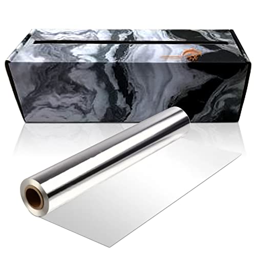Non-Stick Aluminum Foil With Sliding Cutter Box, Aluminum Foil Wrap Dispenser & Aluminum Foil Heavy Duty Rolls, Aluminum Foil Cooking Sheet 12" X 325Sq Ft X 0.02Microns Thick #TOP1
