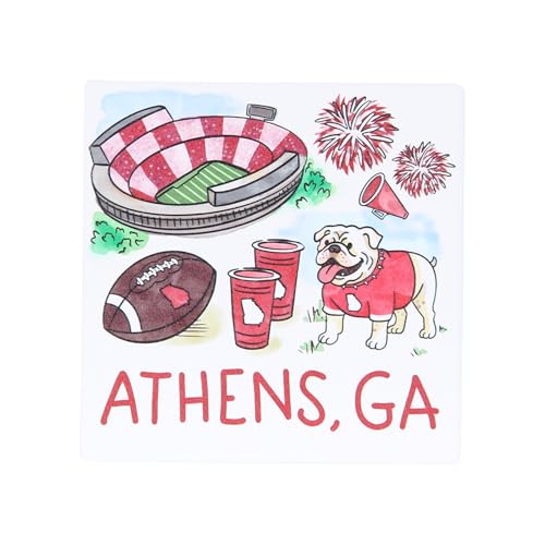 Georgia Ceramic Drink Coasters with Athens Icons