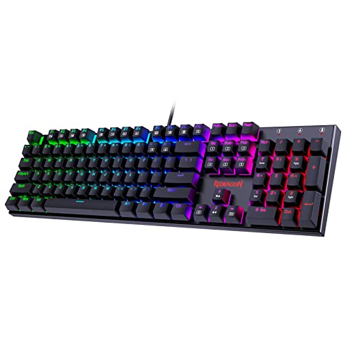 Redragon Mechanical Gaming Keyboard with Red Switches, Programmable Macro Editing Mechanical Keyboard, RGB Backlit, Anti-Ghosting for PC Windows Mac, Mutiplemedia Keys, K565