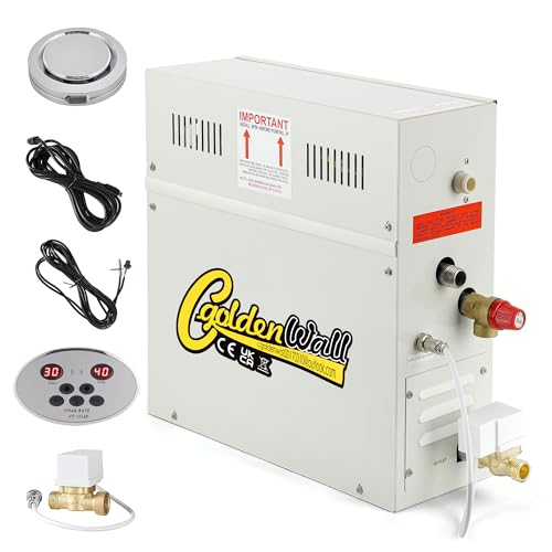 CGOLDENWALL 6 KW Générateur de Vapeur 220V pour Sauna SPA Douche Bain, avec Système de Drainage Automatique, Régulateur Digital 35-55℃