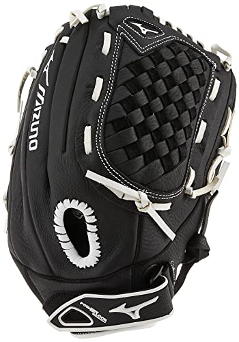 Mizuno Girls 12.5" Ball Glove, Black/White Tartan Flex Web, 12.5 Us #TOP3