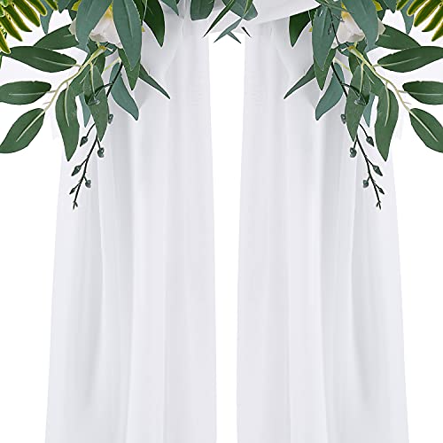 Partisky Wedding Arch Draping Fabric,1 Panel 18Ft White Drapes Chiffon Fabric Drapery Decorations For Ceremony Reception Party Ceiling Backdrop #TOP5