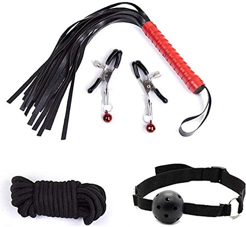 LOVONE Größtes Bondage Set Satz mit 18 Stück Perfekt für Anfänger und Erfahr Fesselset SM Fesseln mit Handschellen mit Augenmaske Erotik Sexspielzeug Für Pärchen Liebhaber Einsteiger Schwarz Rot