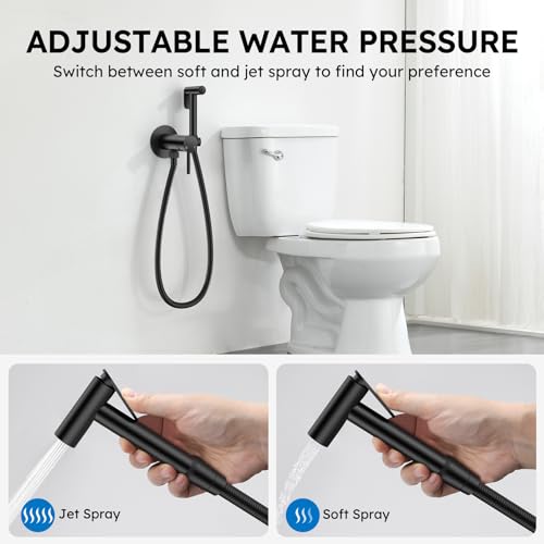 Arofa Built-in Hot and Cold Handheld Bidet Sprayer for Toilet, Black Warm Water Bidet with Adjustable Water Flow, Dual Control Mode Muslim Shower with Spray Hose for Feminine Wash, Wall Mounted by Arofa - Image 5