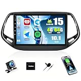 [4+64G]SIXWIN Autoradio Android 13 con CarPlay/Android Auto/Mirror Link per Jeep Compass 2017-2019,10.1 Pollici HD TouchScreen Schermo Navigatore WiFi Bluetooth 5.0 FM/RDS 32EQ+AHD Retrocamera