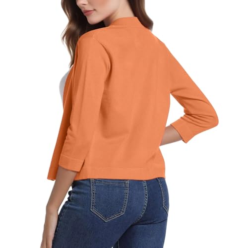 Lightweight Cardigans for Women Loose 3/4 Sleeve Plain Color Fitted Tops Casual Open Front Elegant Shrugs2