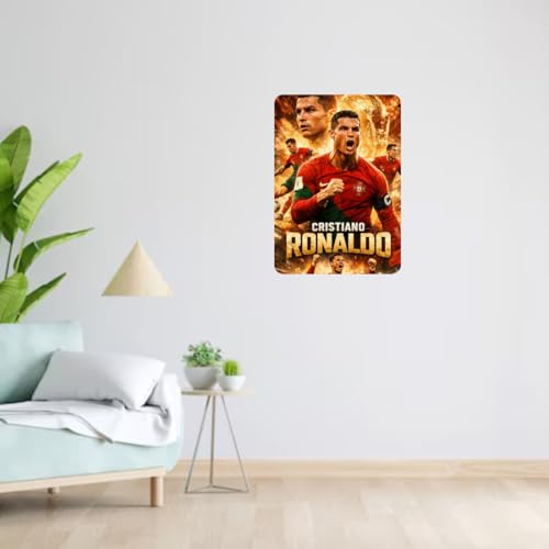 Image of Zesta Bathroom Decor Items Washroom Decor Tin Sign | Aesthetic Posters Wall Poster for Bedroom | Magnetic Cafe Decoration Items / Restaurant Decorations Items | Quirky Home Decor Bar Accent (Ronaldo (2))