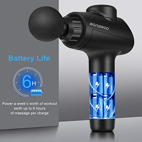 【2020 New】Muscle Massage Gun,Deep Tissue Percussion Massager for Athletes,Quiet Handheld Body Muscle Massager,Brushless Motor w/ 6 Heads and 20 Speed Levels,Workout Recovery,Portable w/ Carrying Case - Thumbnail 4