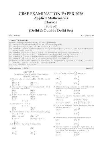 Image of Oswaal CBSE Class 12 Applied Mathematics Question Bank | Chapter & Topic-wise Solved Papers (2017-2026) | Based on Syllabus (April 2026) | Includes 2026 Papers | For 2027 Exam