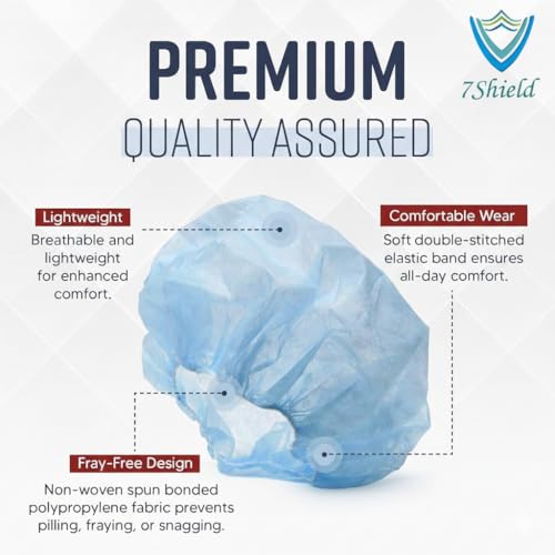 Image of Disposable Bouffant Caps for Women & Men | Non Woven Hair Net Cap | Elastic Head Cover for Hospital, Kitchen, Food Industry, Spa & Salon Use (Blue, PAck Of 50)