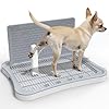 Pee Pad Holder, Indoor Dog Potty for Dogs, Puppy Pad Holder, Puppy Potty Training Tray with Splash Wall & Center Post, 20.1″×15.4″