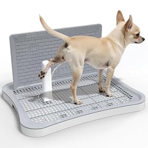 Pee Pad Holder, Indoor Dog Potty for Dogs, Puppy Pad Holder, Puppy Potty Training Tray with Splash Wall & Center Post, 20.1″×15.4″