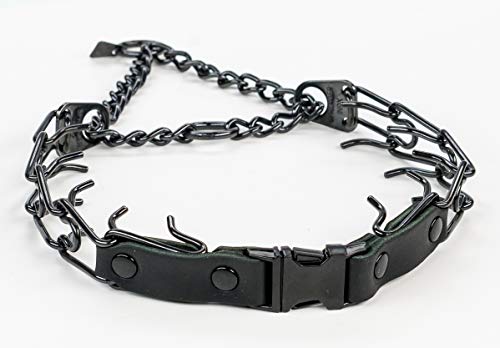 Quick Release Dog Training Prong Collar Black Stainless Steel No Pull Pinch Collar with Easy Buckle Release Unique Tactical Look and Snug Fit for Large Pet Dogs (3.2mm , 18- 26 Quick Release Dog Training Prong Collar Black Stainless Steel No Pull Pinch Collar with Easy Buckle Release Unique Tactical Look and Snug Fit for Large Pet Dogs (3.2mm , 18- 26