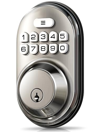 Veise Keyless Entry Door Lock, Electronic Keypad Deadbolt, Keyed Entry, Auto Lock, Anti-Peeking Password, Back Lit & Easy Installation Design, Satin Nickel