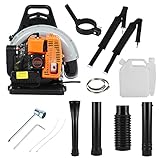 80CC 2-Cycle Backpack Leaf Blower, Gas Powered Max 230MPH & 900CFM, for Lawn and Garden, Red