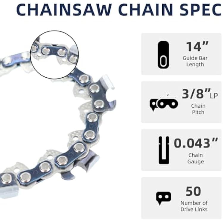 14 Inch Chainsaw Chain for Stihl 3 Pack 14 3/8 LP .043 50 Drive Links Chainsaw Blade Replacement,Low Kickback German Steel Chain Saw Chains