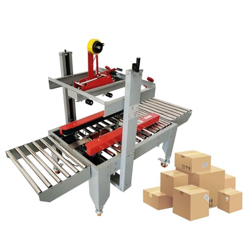 EQCOTWEA Automatic Carton Case Sealer Boxes Tape Seaing Machine Uniform Top&Bottom Drive Packing Equipment Continuous Industrial Case Taper for Width 3.15