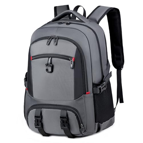 Dora & Liz Mochila de viagem 40L para laptop de 17 polegadas com porta de carregamento USB, mochila para computador universitário, bolsa de trabalho para homens e mulheres (cinza)