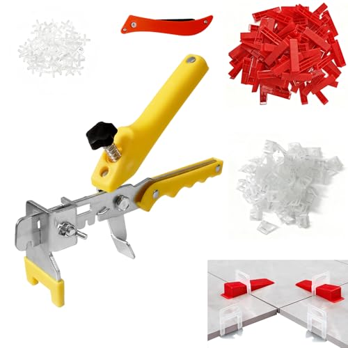 Tile Leveling System 1/8”Kit with Tile Plier, 600pcs Tile Spacers Clips and 200pcs Reusable Wedges Tile Leveler Tool Set for Tile & Stone Installation