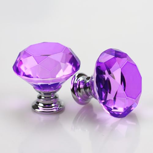 Boutons de placard violets en cristal de 30 mm, l'élégance haut de gamme pour vos meubles