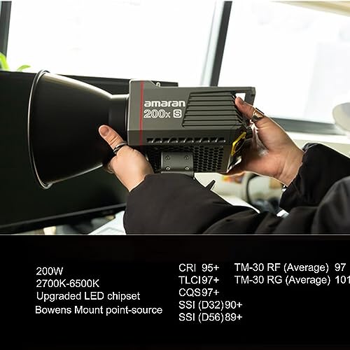 Amaran 200X S Cob Led Video Light Bi Color 2700K-6500K,250W,45400Lux @1M,Cri≥95,Tlci≥95,App Control,9 Pre-Programmed Lighting Effects #TOP6