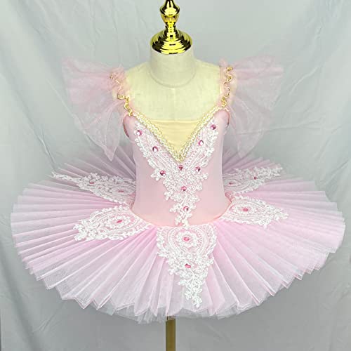Girl's Professional Ballet Tutu Dresses Pancake Ballet Dance Skirts Sequin Kids' Ballerina Costume For Performance Pink #TOP4