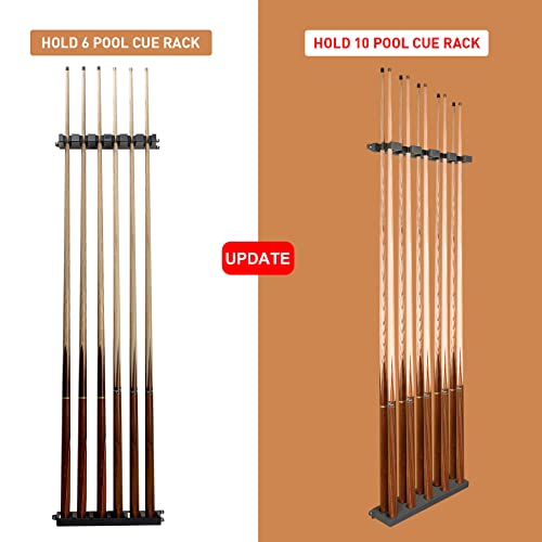 Go Pal Vertical 10-Cues Pool Cue Rack Wall Mounted, Pool Stick Holder Billiard Cue Racks, Game Room Accessories #TOP6