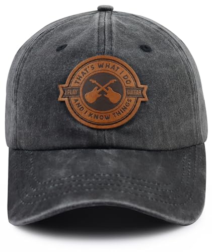 Guitar Accessories for Men Women Vintage Guitar Decor Baseball Cap Funny Music Lovers Hat Christmas Birthday Gifts for Guitar Players Dad Mom Black