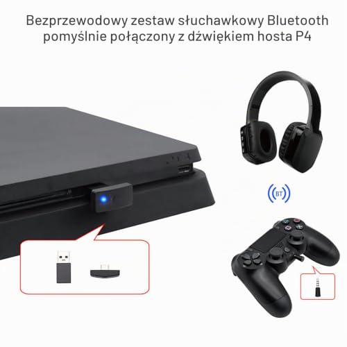 Nikou PS4 adapter Bluetooth, bezprzewodowy odbiornik audio PS5 Bluetooth 5.0 nadajnik PC gra muzyka adapter do słuchawek
