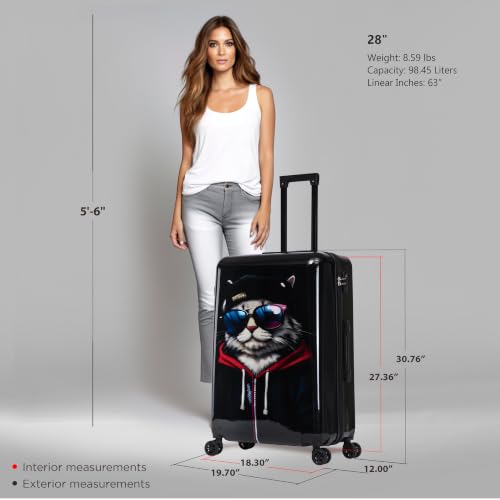 Image of InUSA Cat Print 28-Inch Hardside Spinner Luggage Lightweight & TSA Lock