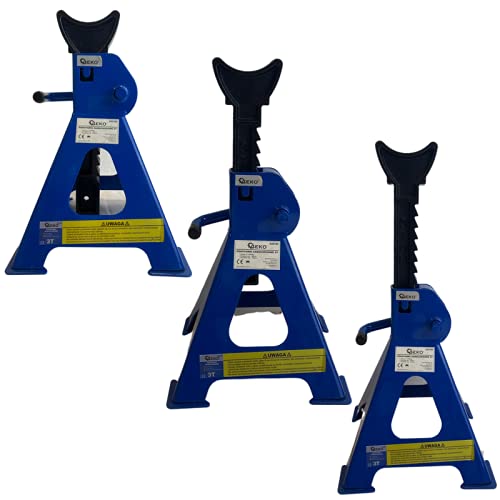 Caballetes mecánicos para elevar automoviles, Ideal para talleres de Coches y Trabajos domésticos, Carga máxima 3 Toneladas (3x2= 6toneladas), 3 Posiciones 26cm - 43,5 cm.