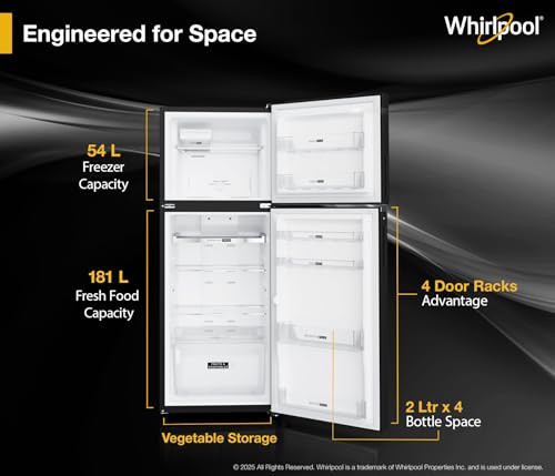 Image of Whirlpool 235 L 3 Star Frost-free inverter Double Door Refrigerator (IF INV 278 LUNAR BLACK(3S) CONV-Y, 2026 Model)