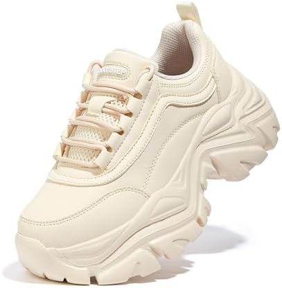 LUCKY STEP Chunky Turnschuhe für Damen, modische Plateau-Lässige Schuhe, Bequeme Keilabsatz Sneaker
