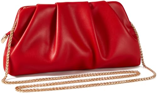 Image of Evening Bag for Women Ruched Clutch Purse Detachable Metal Chain Crossbody Bag