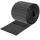 KOL 20’ L x 10" H Wide-Corrugated Galvanized Steel Garden Edging - Bendable Sturdy Landscape Lawn Edging - Flexible Metal Long Strips of Garden Border Fence for Raised Bed Tree Surrounds Yard - Black