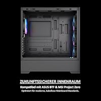 Core 100 A-RGB Black Midi Tower PC-Gehäuse, Gehärtetes Glas-Seitenfenster, 4X 120mm PWM RGB Lüfter, Mesh-Front, Maximaler Airflow, ATX/mATX/ITX, 360 mm Radiatoren, USB 3.0 – Ansicht 3